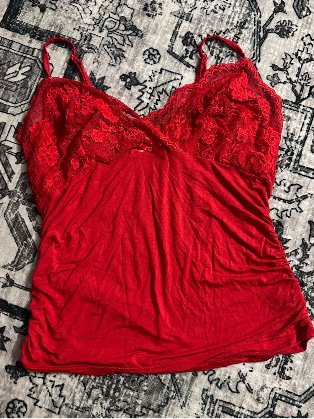 Women's Red Lace Cami Tank Top